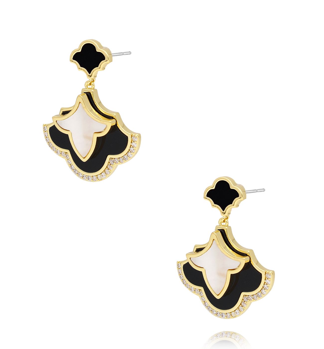 Kolczyki z orientalnym wzorem czarno białe KLU0011