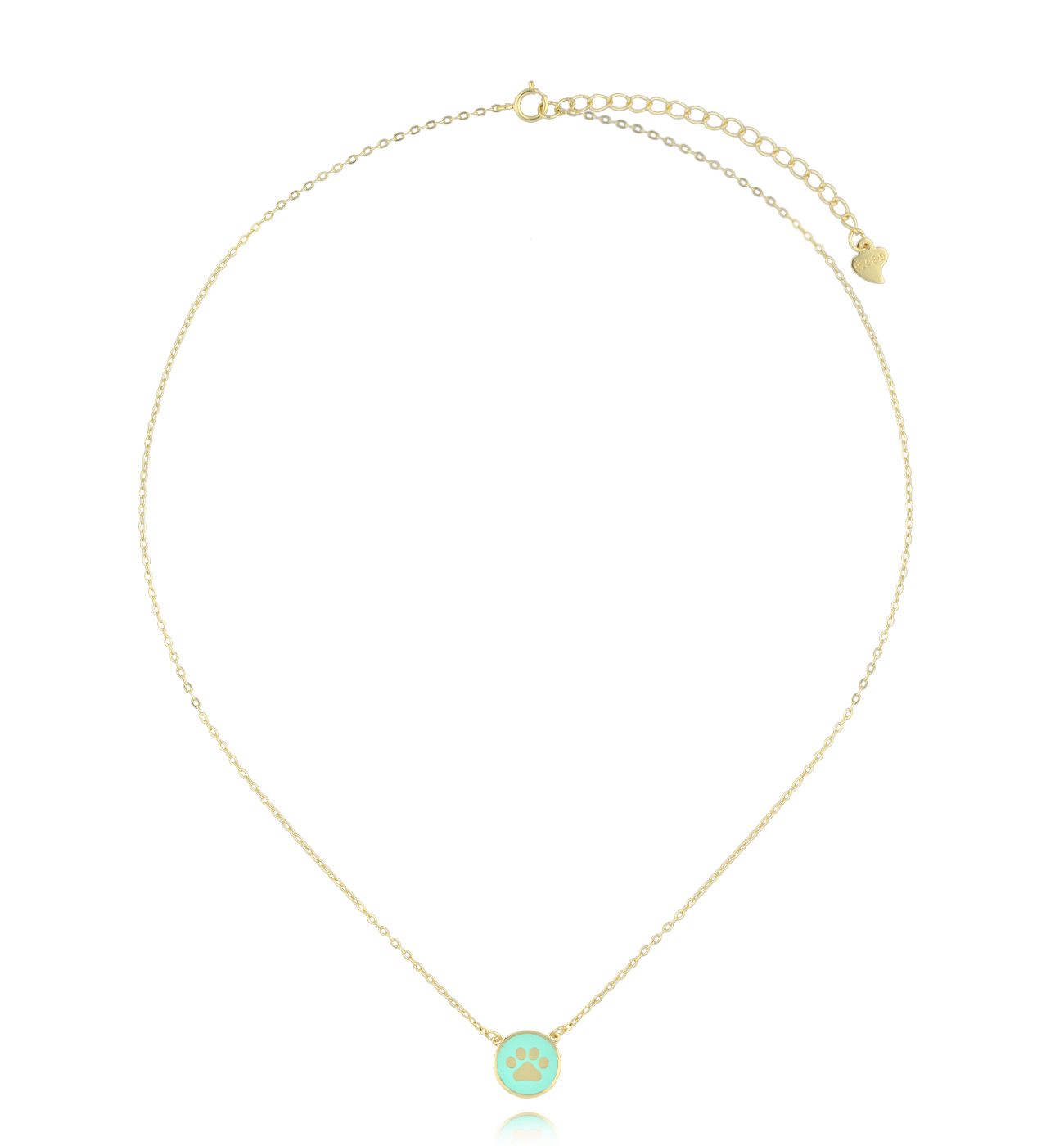 Naszyjnik złoty z łapką i miętową emalią NCA0010 - By Dziubeka