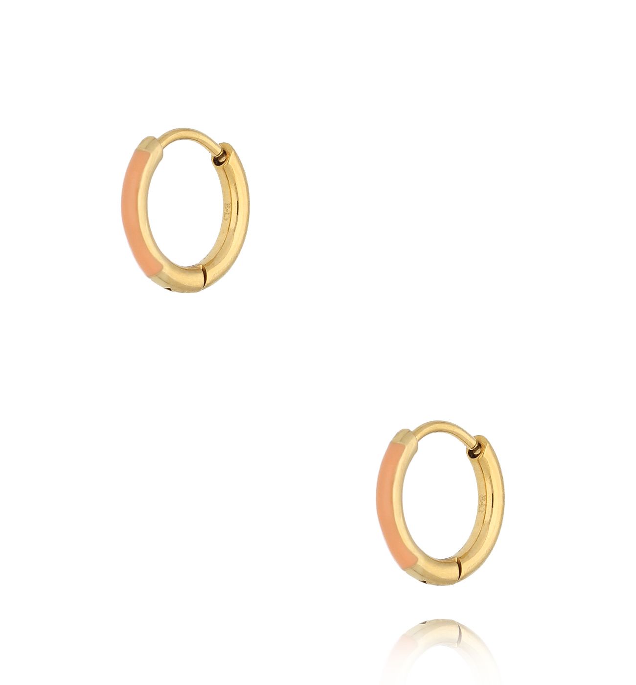 Kolczyki złote koła z brzoskwiniową emalią Enamel Small Hoops KSA1725