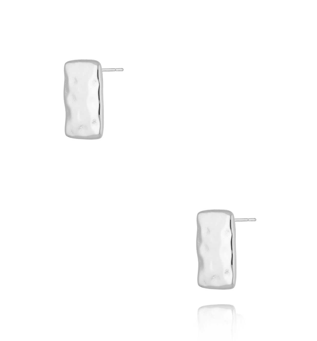 Kolczyki prostokątne gniecione srebrne małe KSA1787