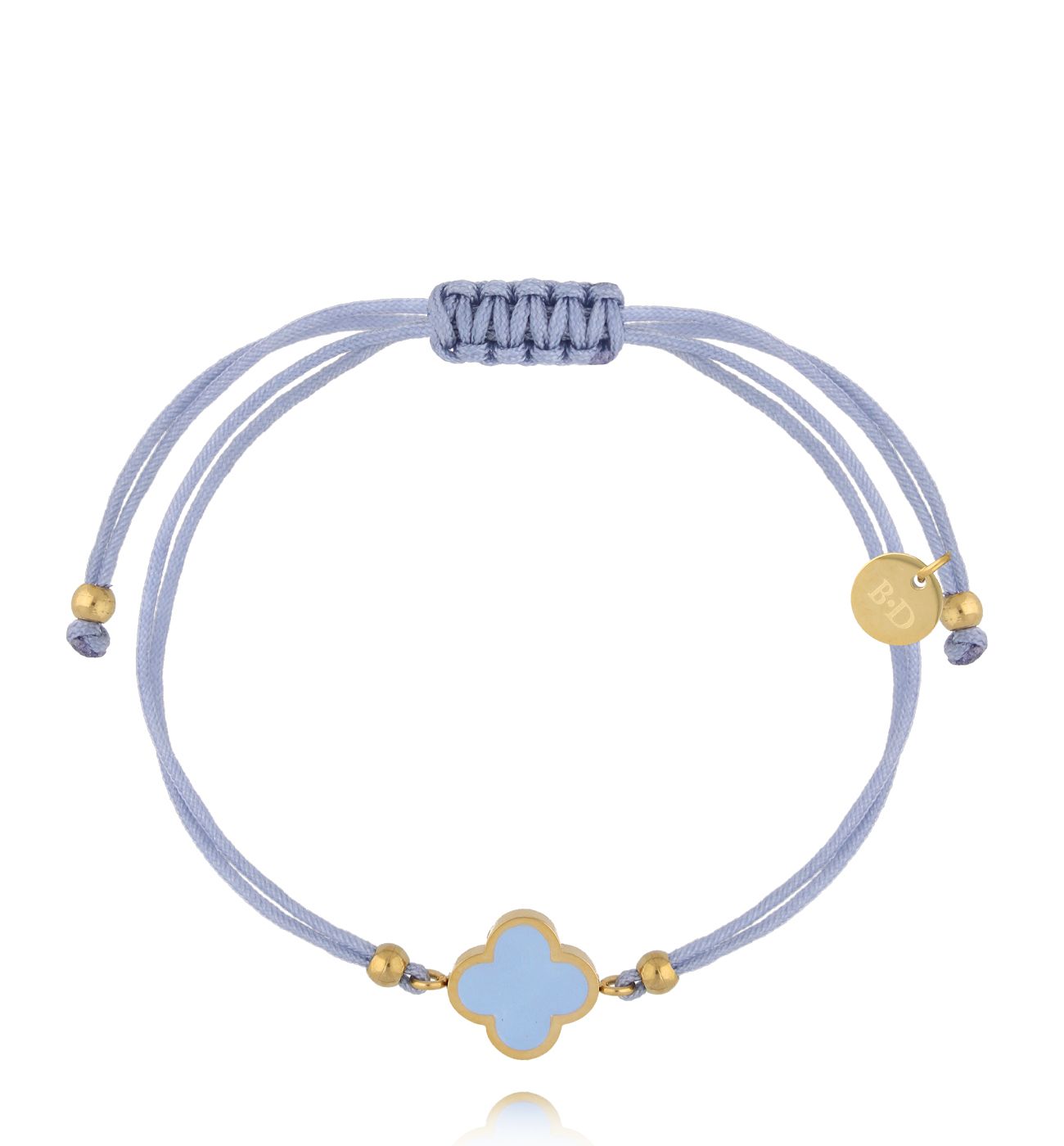 Bransoletka z szarym sznurkiem i koniczynką BGL1082