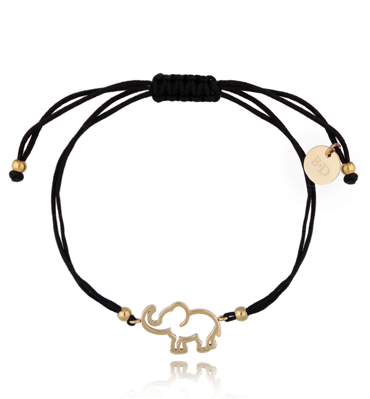 Bransoletka czarno-złota ze słoniem Elephant BGL0637