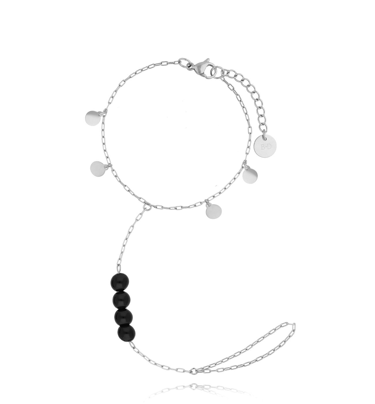 Bransoletka srebrna z czarnymi agatami Riviera BSA0511