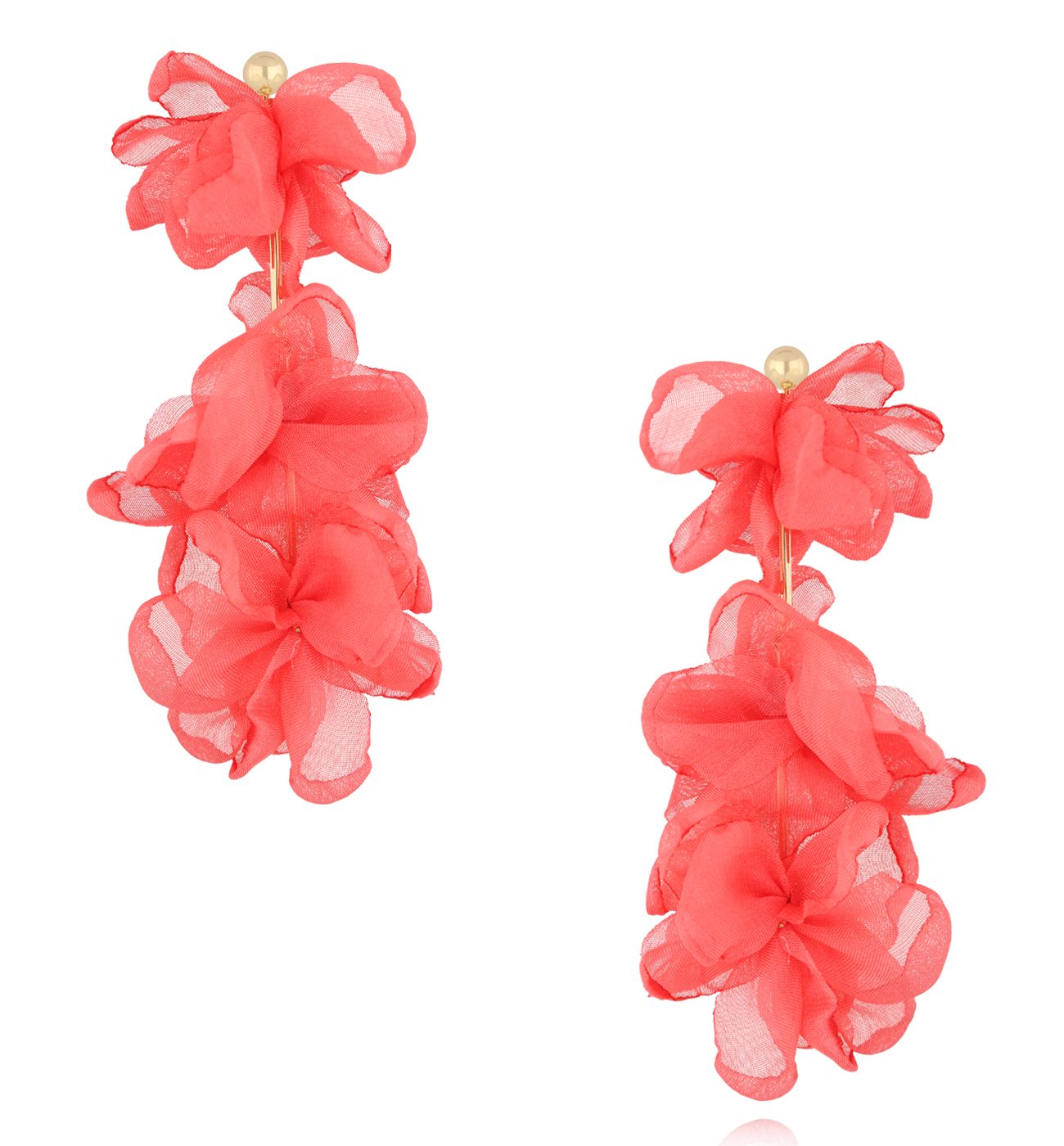 Kolczyki koralowe długie materiałowe KBL1988