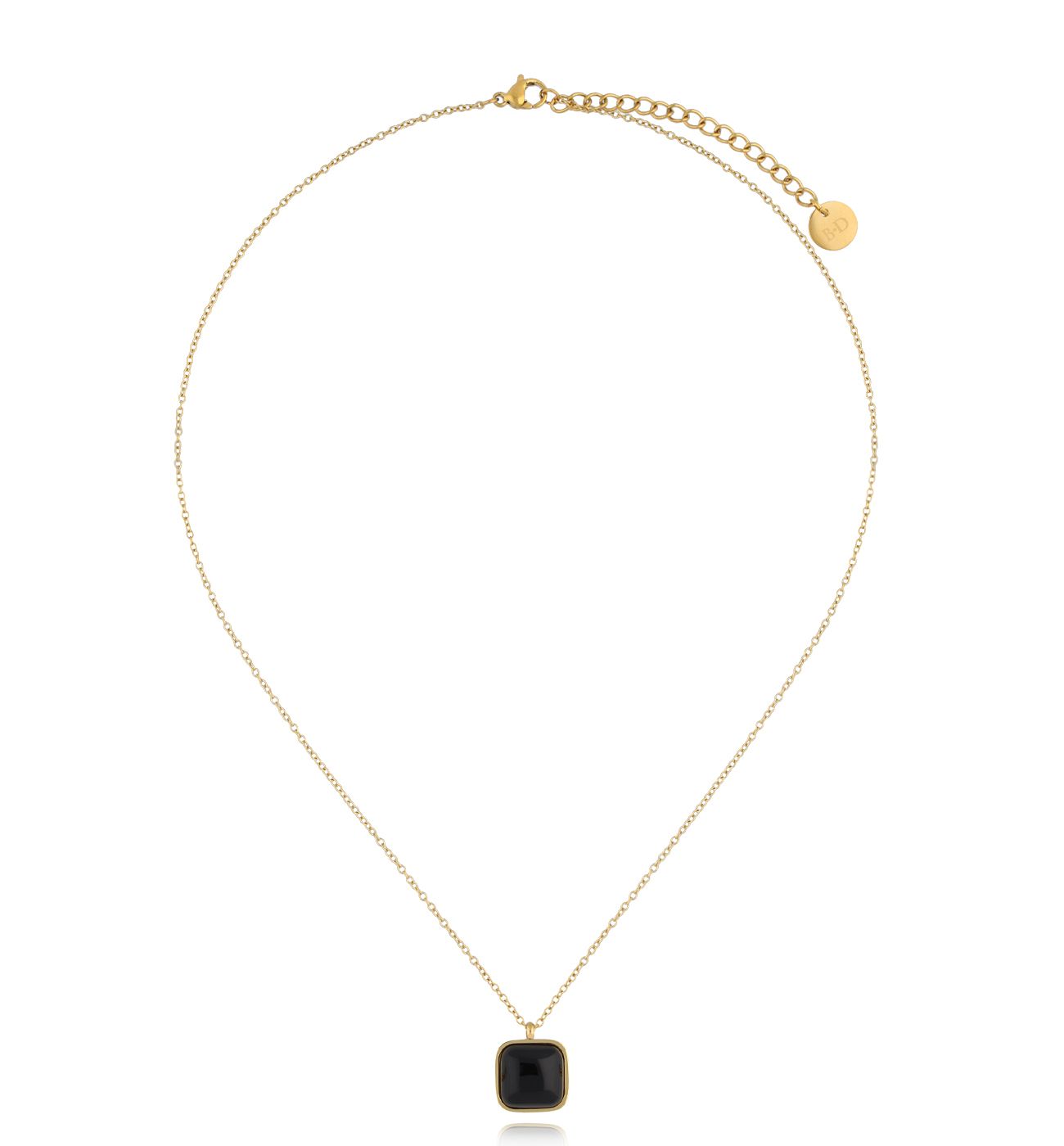 Naszyjnik z czarnym agatem złoty NSA1369