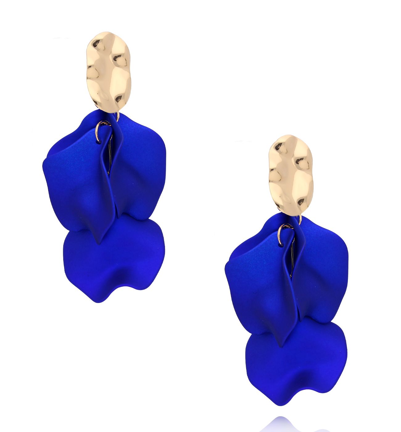 Kolczyki chabrowe z płatkami Eufemia KFF0059 - By Dziubeka