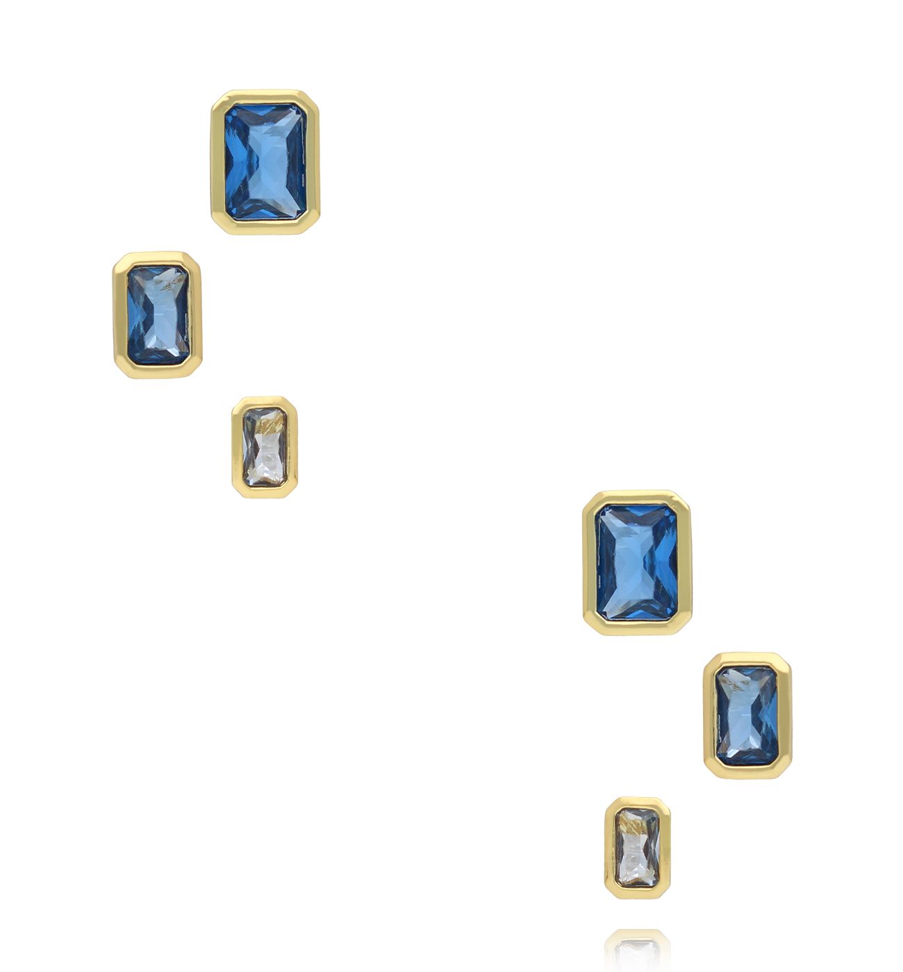 Zestaw kolczyków z niebieskimi cyrkoniami - By Dziubeka