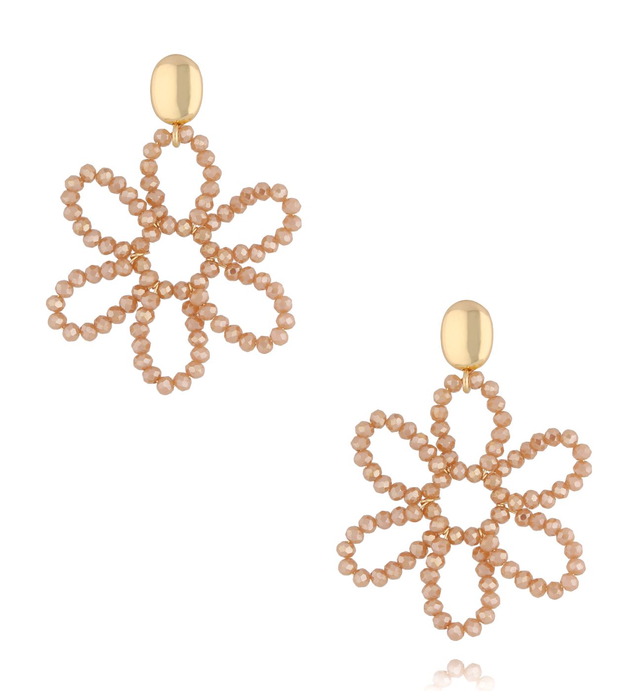 Kolczyki kwiaty z beżowymi kryształkami KWE0189 - By Dziubeka