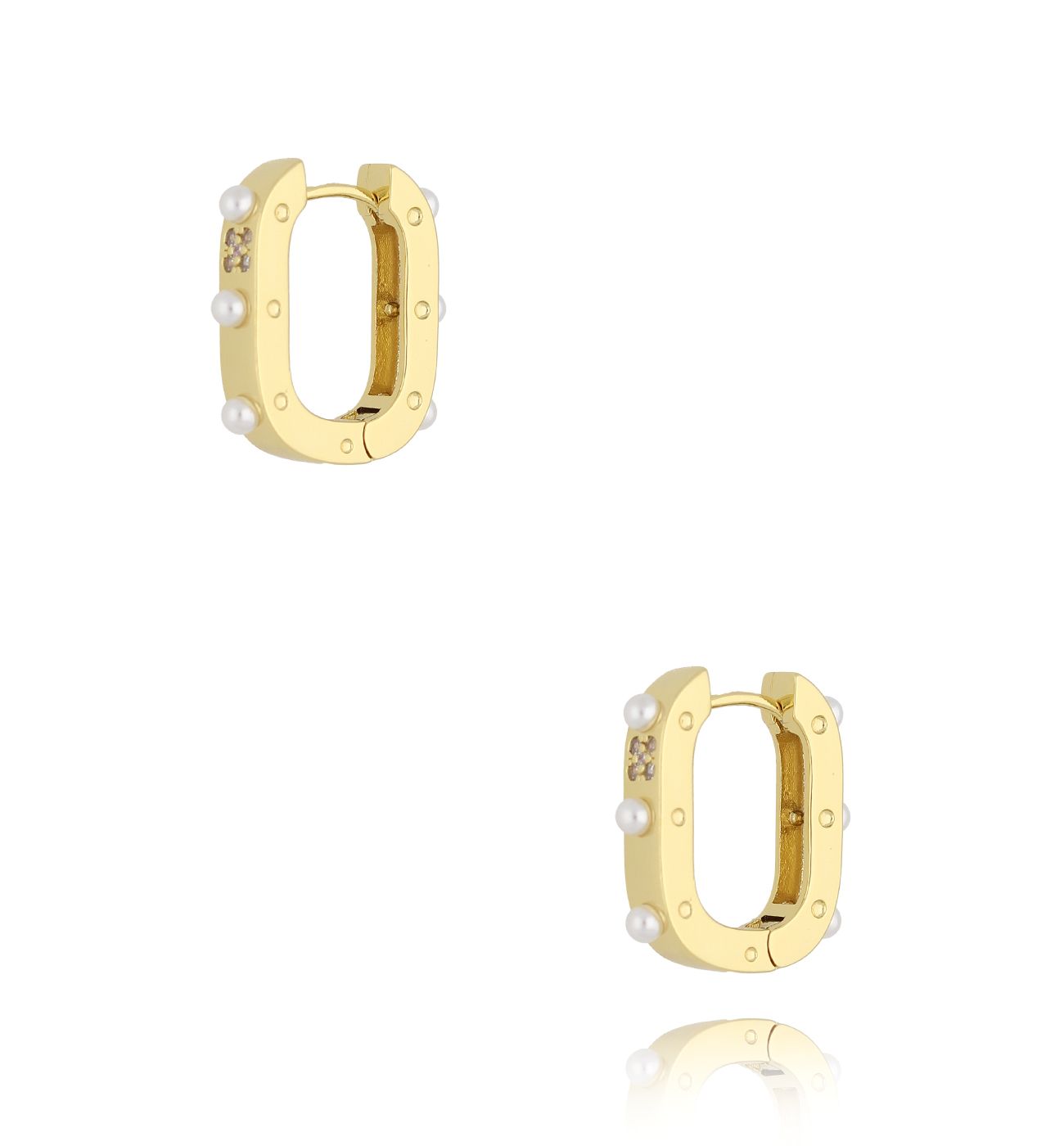 Klipsy złote z perełkami - By Dziubeka