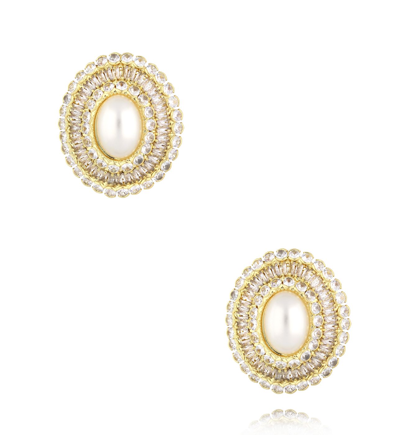 Klipsy z perłami i kryształkami - By Dziubeka