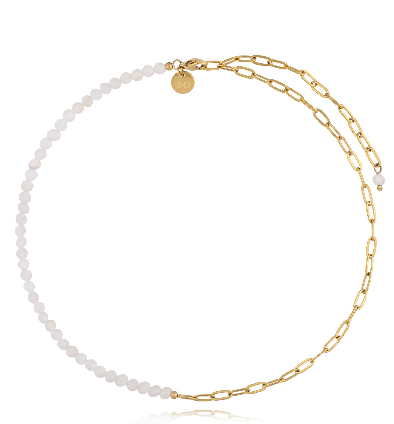 Naszyjnik z kamieniami księżycowymi i łańcuszkiem - By Dziubeka