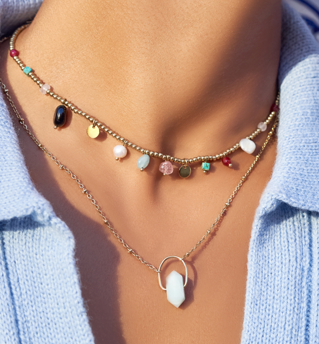 Naszyjnik złoty z kamieniami Violette NSC0245