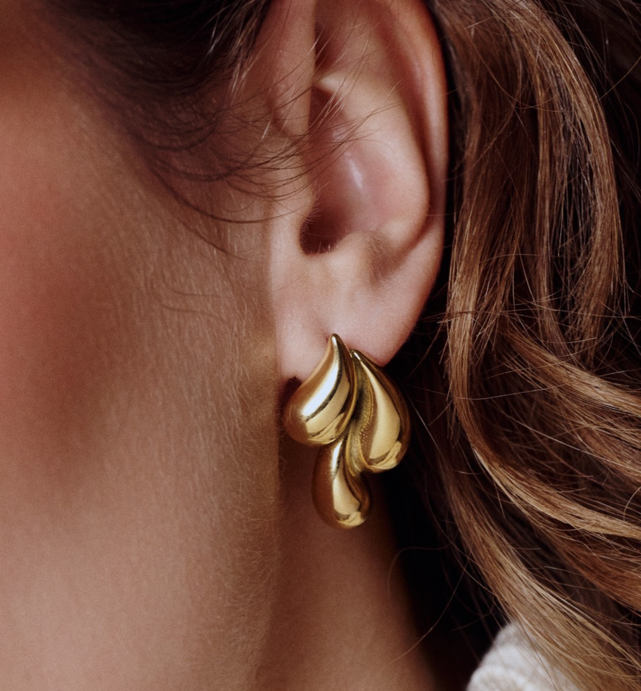 Kolczyki krople złote Drop of Love - By Dziubeka