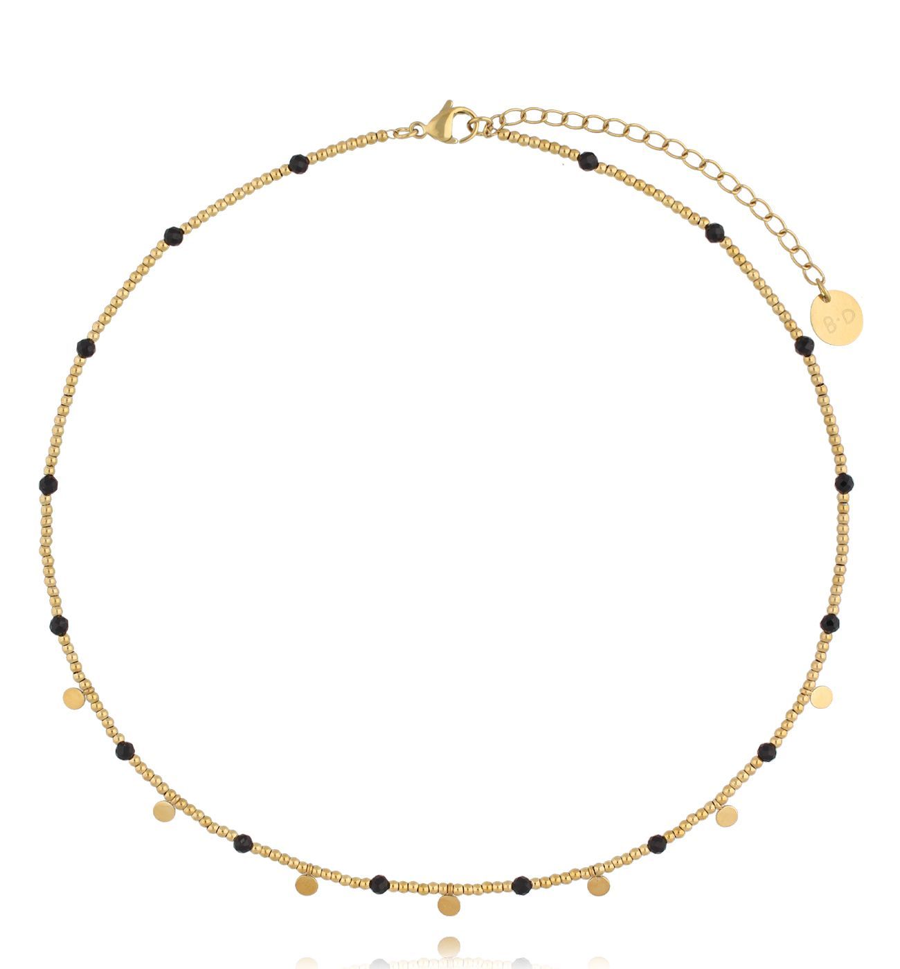 Naszyjnik złoty z czarnymi kryształkami Sogno NSY0338