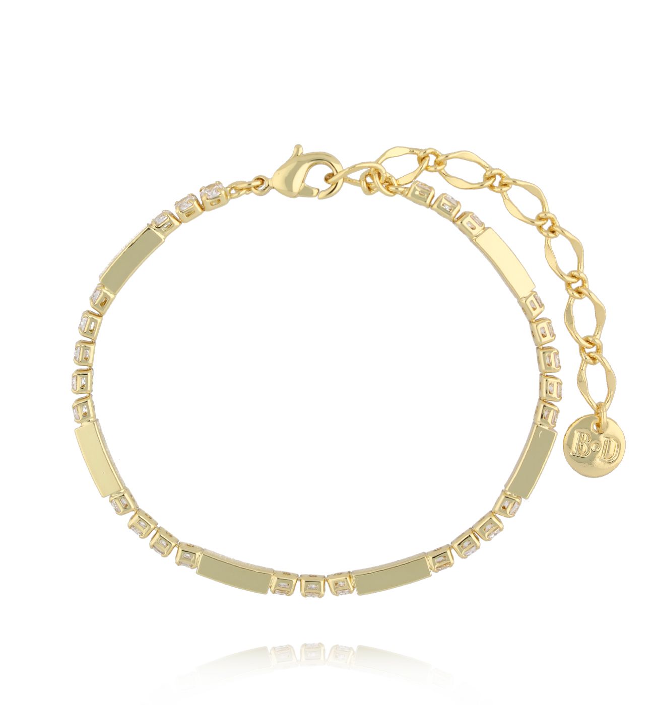 Bransoletka delikatna złota z cyrkoniami - By Dziubeka