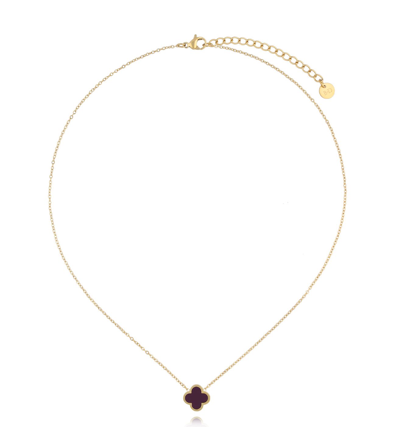 Naszyjnik z koniczynką ze śliwkową emalią NSA1341