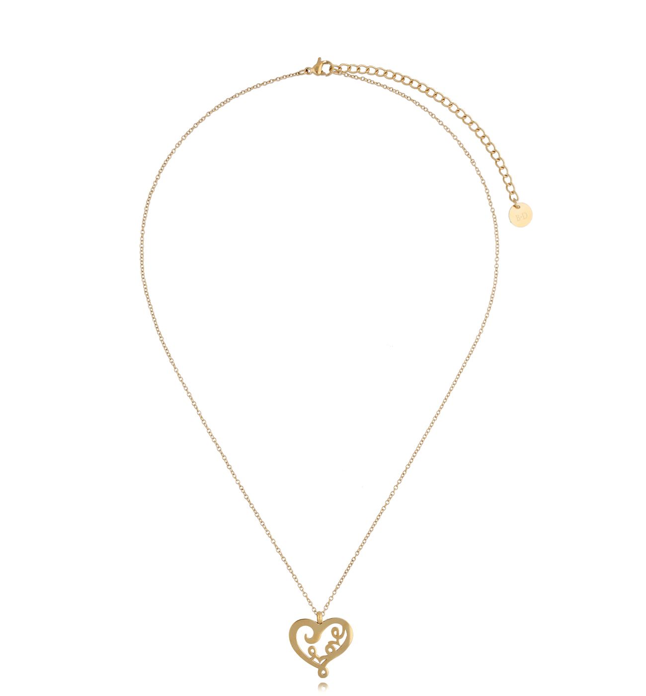 Naszyjnik złoty z sercem LOVE ME - By Dziubeka