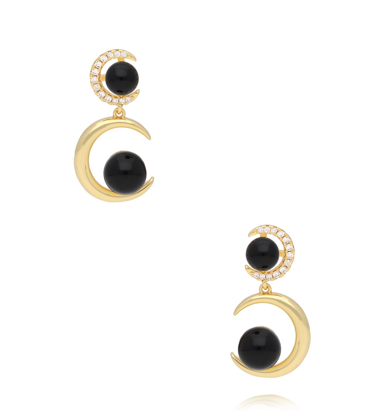 Kolczyki z księżycami i agatami złote KSC0145