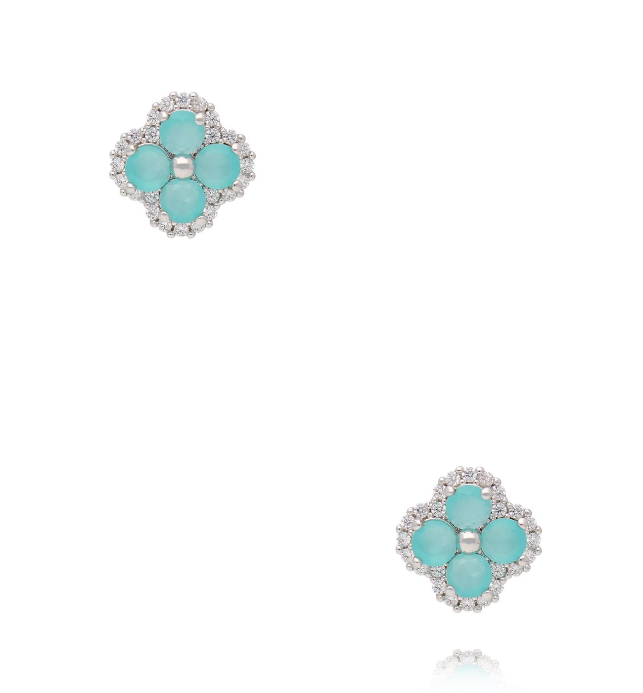 Kolczyki srebrne z turkusowymi kryształkami i cyrkoniami KSS2054