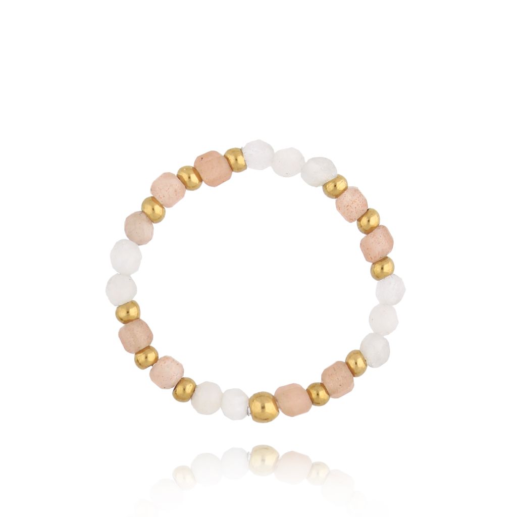 Pierścionek beżowy z kamieniami naturalnymi Heather PSC0499 - By Dziubeka