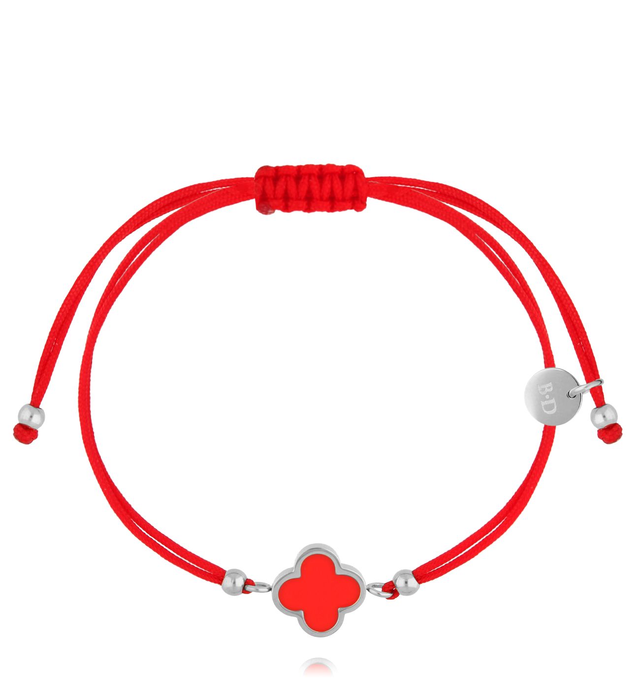 Bransoletka z czerwonym sznurkiem i czerwoną koniczynką BGL1086 - By Dziubeka