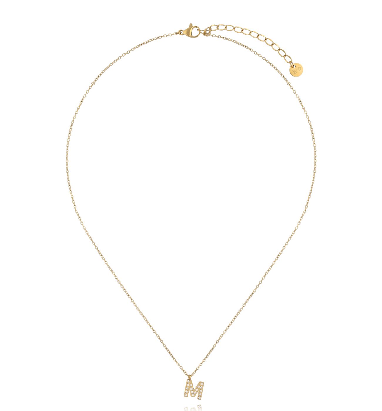 Naszyjnik z literką M wysadzaną cyrkoniami NSY0618