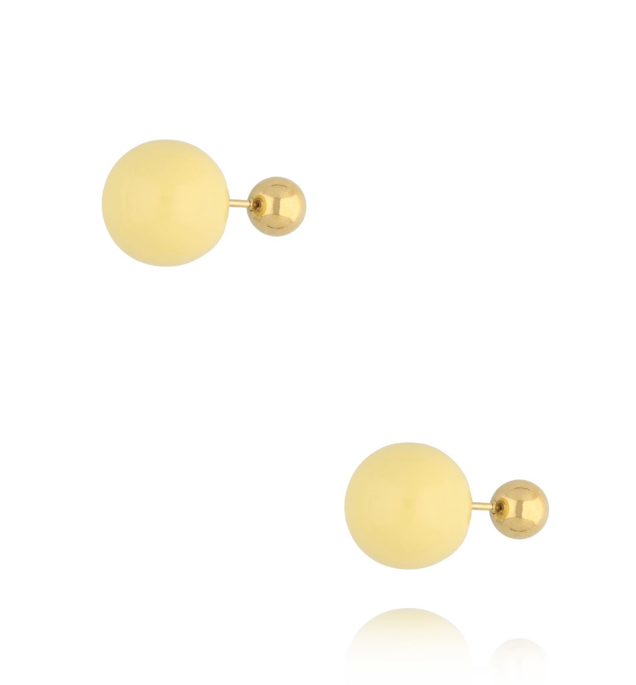 Kolczyki złote kulki z żółtą pastelową emalią Balls - By Dziubeka