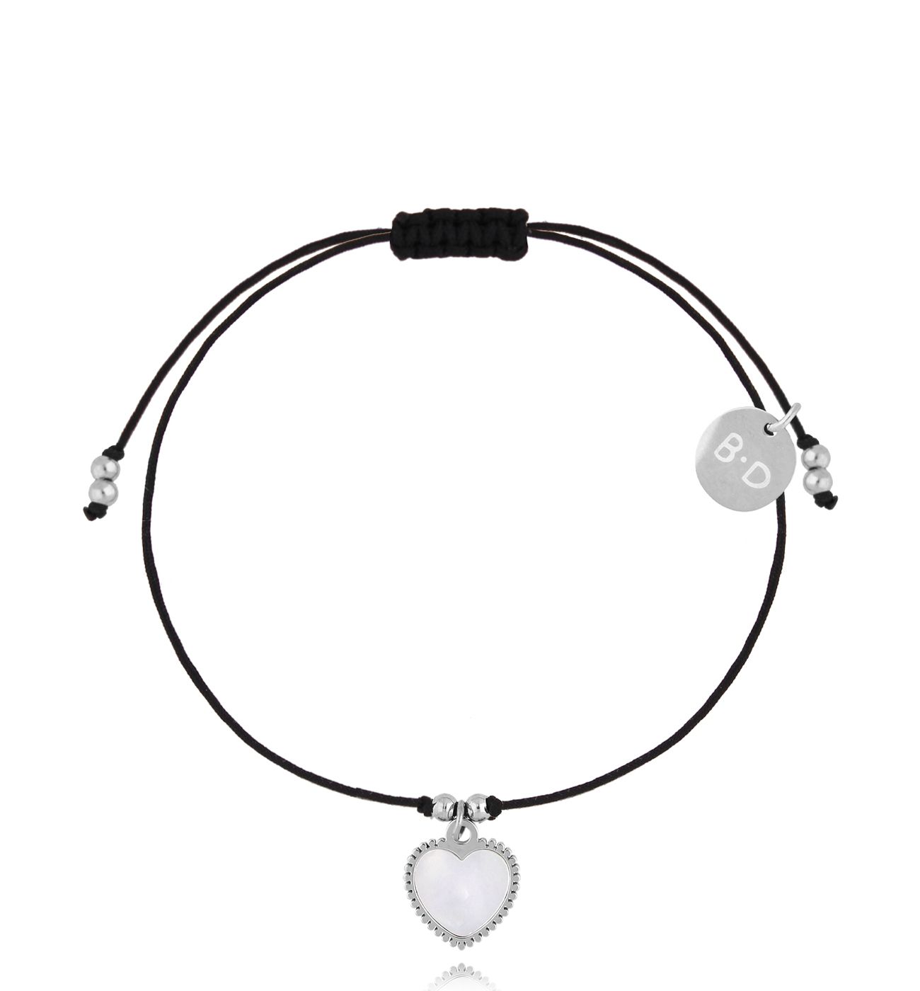 Bransoletka z czarnym sznurkiem i serduszkiem BGL1019 - By Dziubeka