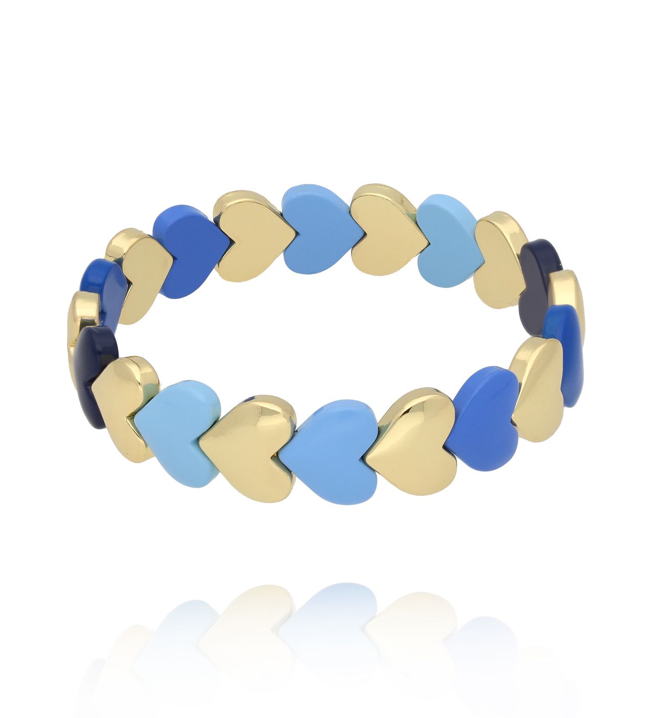 Bransoletka z sercami w odcieniach błękitu i złota BCR0053 - By Dziubeka