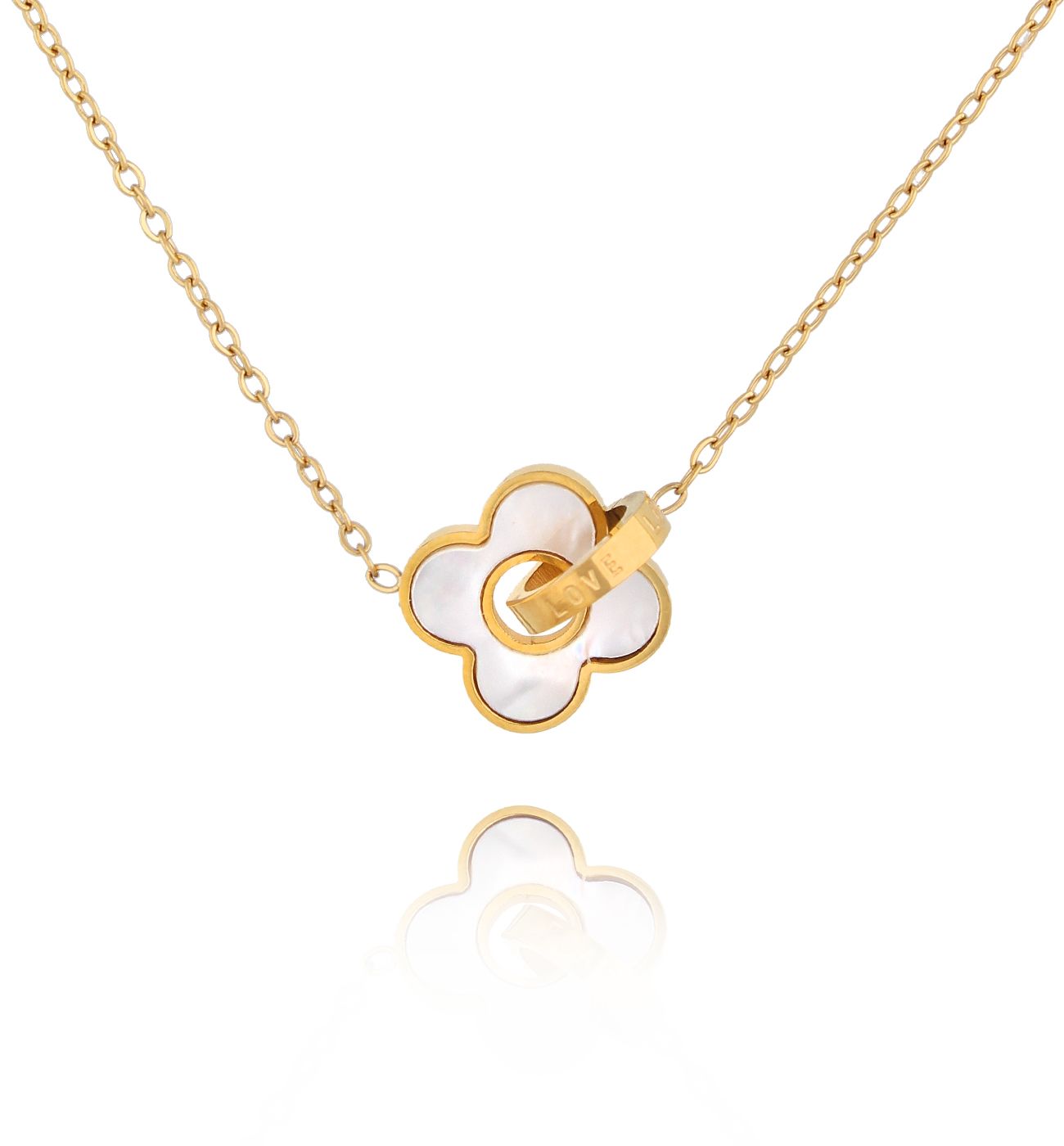 Naszyjnik z kwiatkiem z masą perłową NSY0258 - By Dziubeka