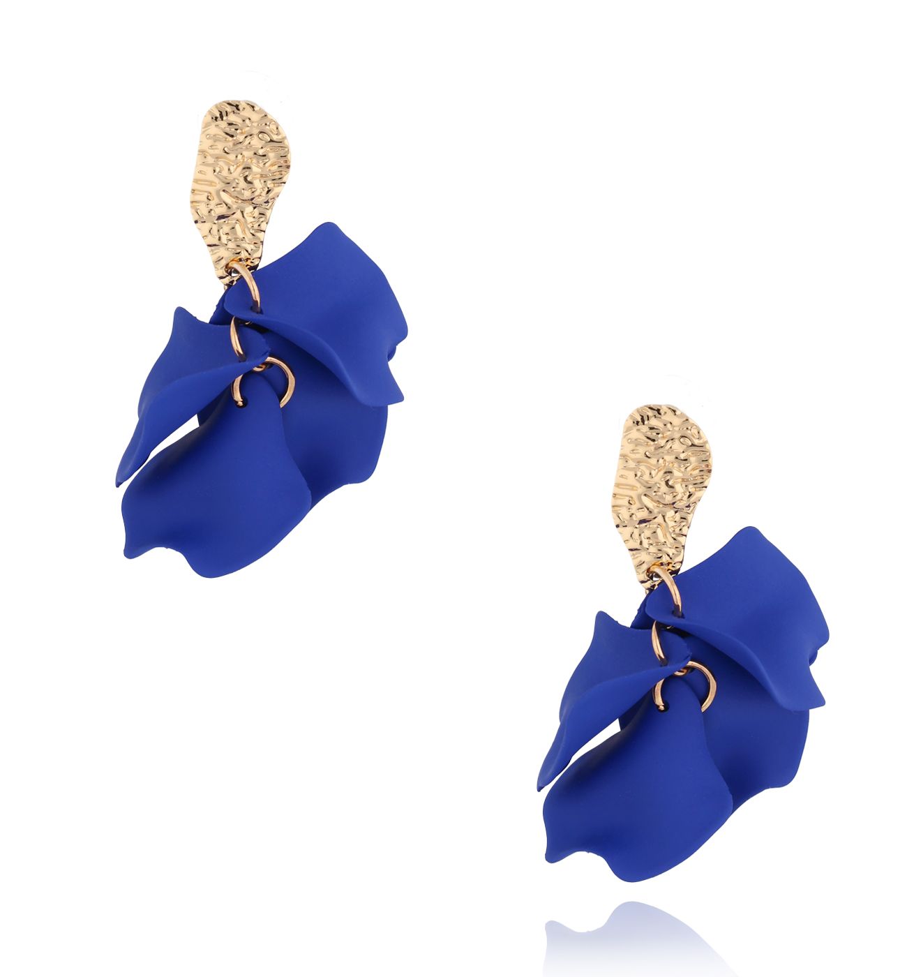 Kolczyki chabrowe ciemne z płatkami Coloré KFF0147 - By Dziubeka