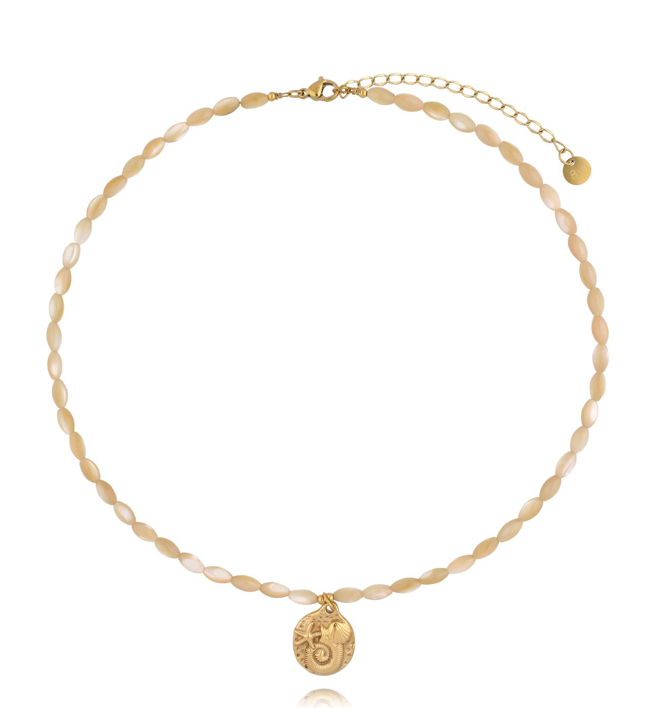 Naszyjnik z beżową muszlą i morską zawieszką - By Dziubeka