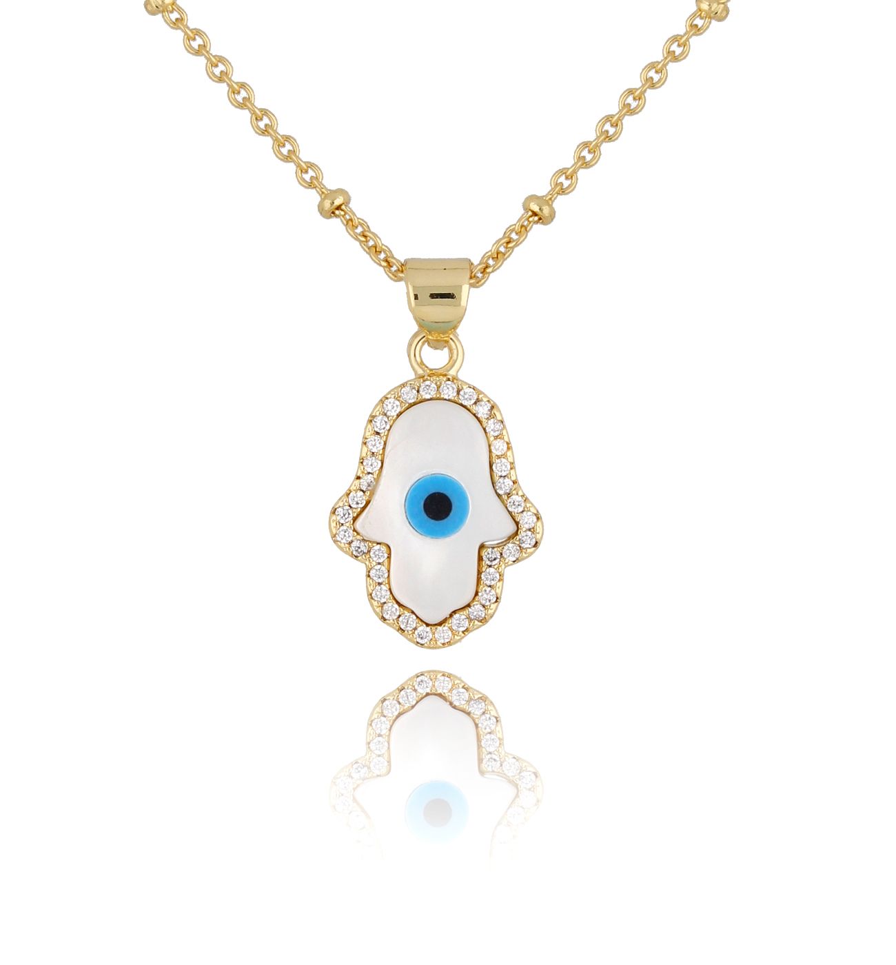 Naszyjnik złoty z ręką Evile Eye NRG0460