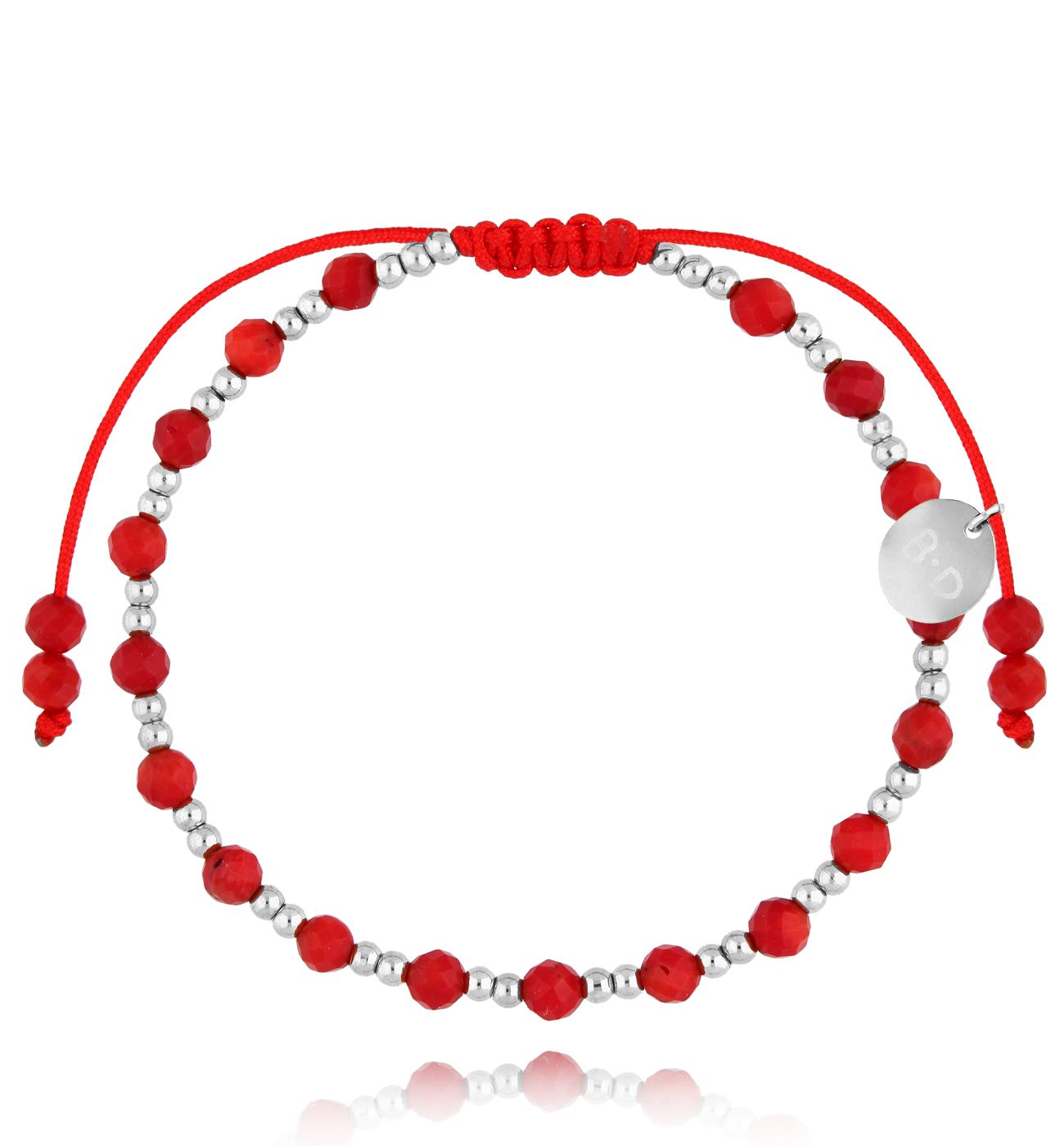 Bransoletka z czerwonym koralem srebrna Midnight Sky BMT0171