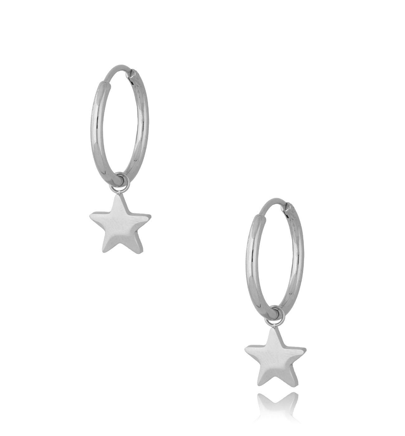 Kolczyki kółka posrebrzane ze stali szlachetnej Silver Stars - By Dziubeka