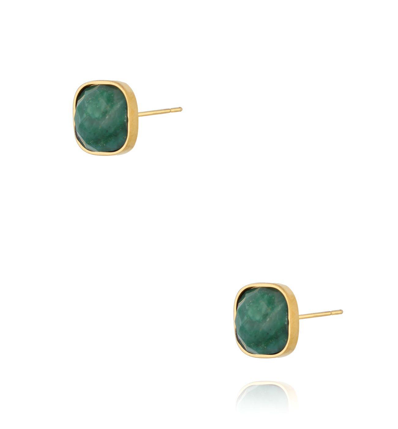 Kolczyki kwadraciki z jadeitami Bali Breeze - By Dziubeka