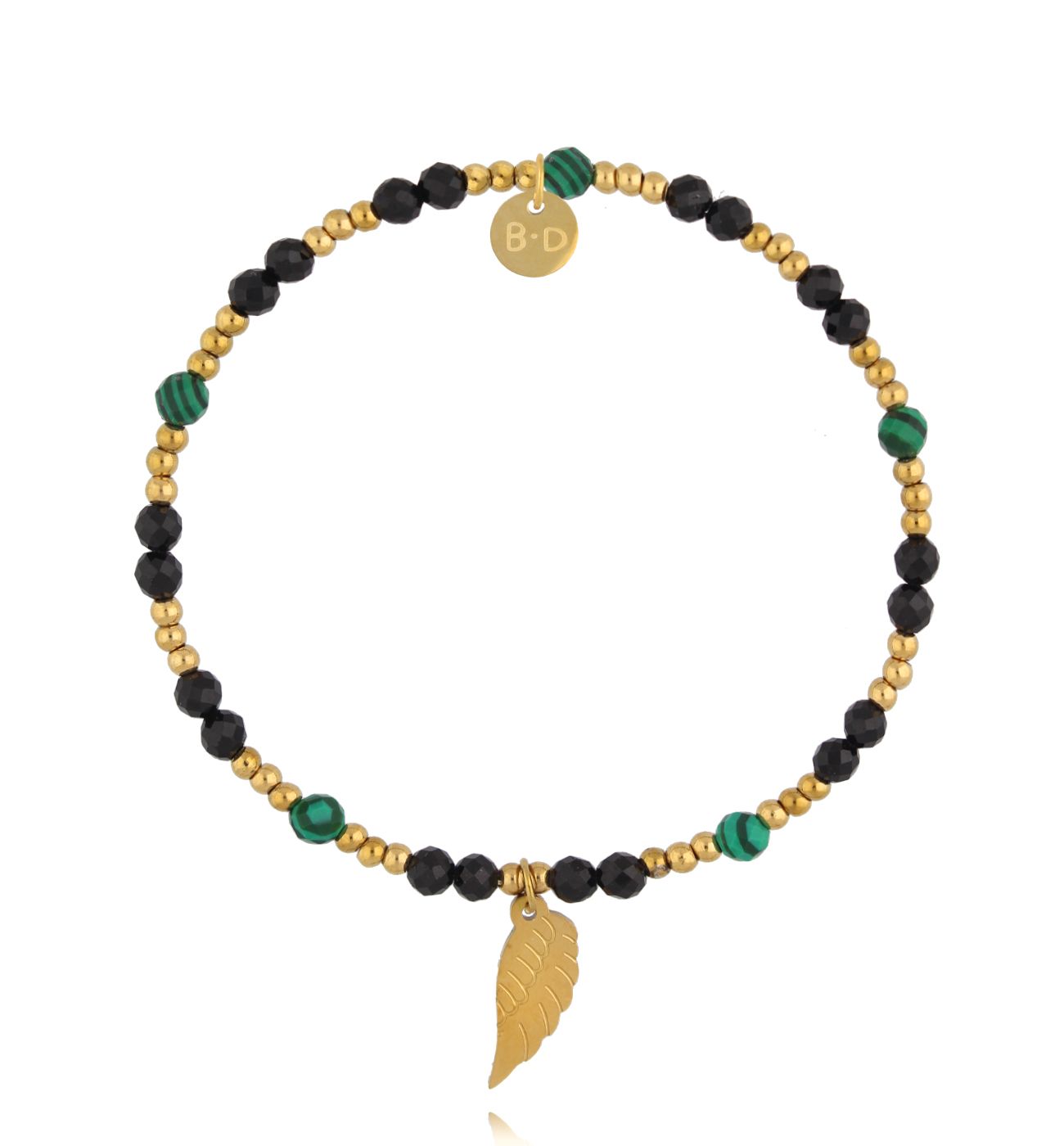 Bransoletka zielona ze skrzydełkiem - By Dziubeka