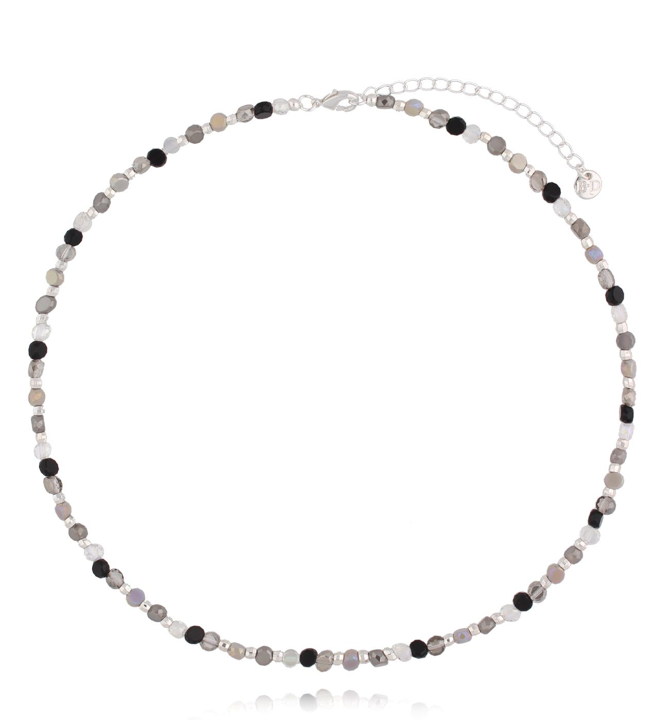 Naszyjnik szaro srebrny z kryształkami - By Dziubeka