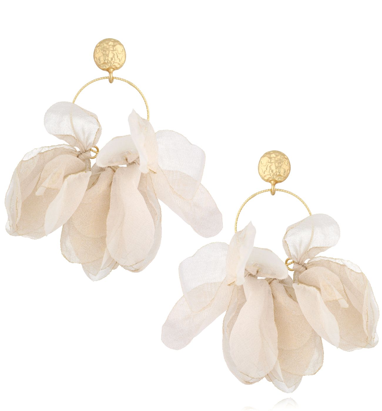 Kolczyki beżowe z szyfonu Freesia KBL1763