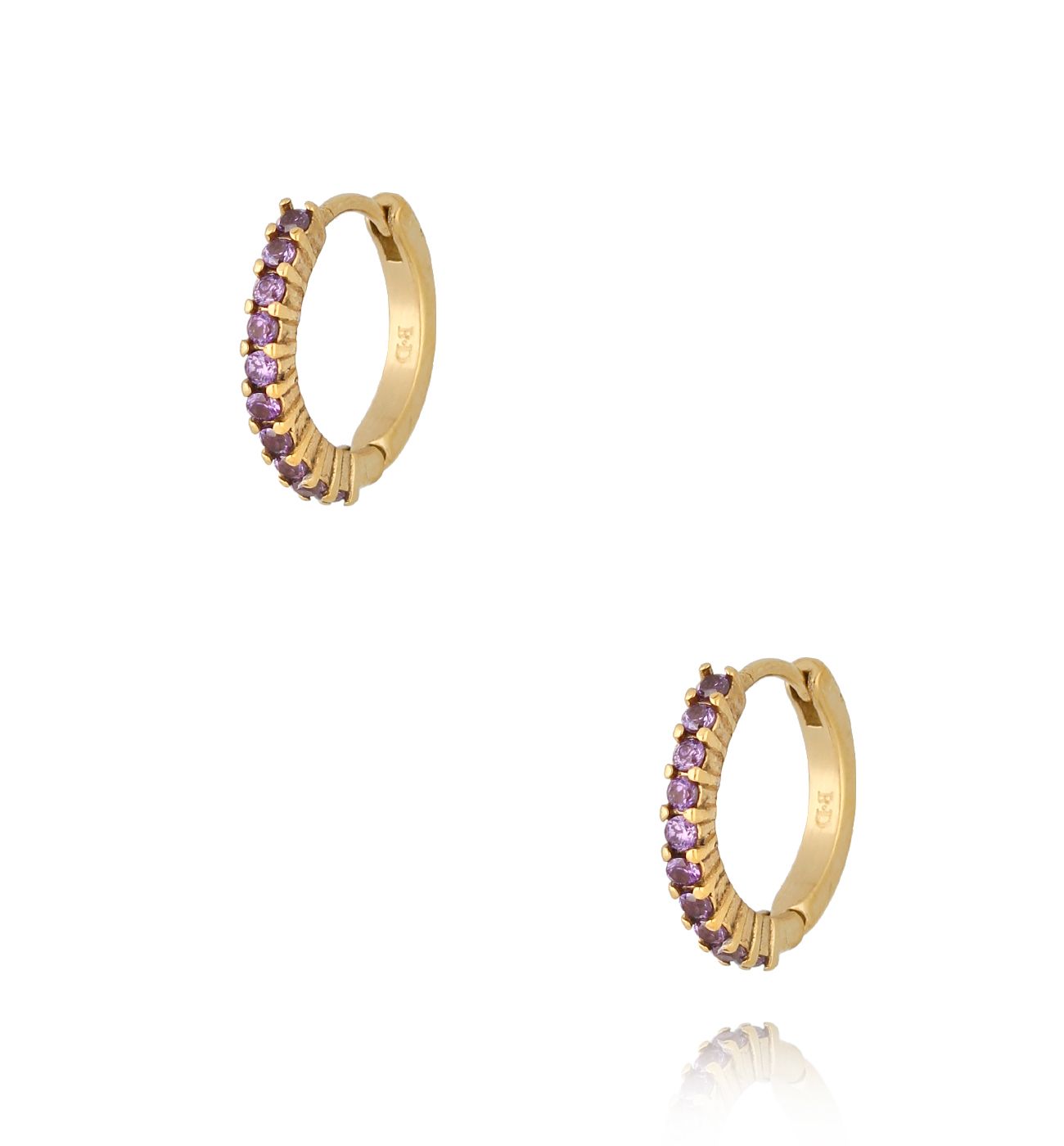 Kolczyki koła złote z fioletowymi cyrkoniami Brasília II - By Dziubeka