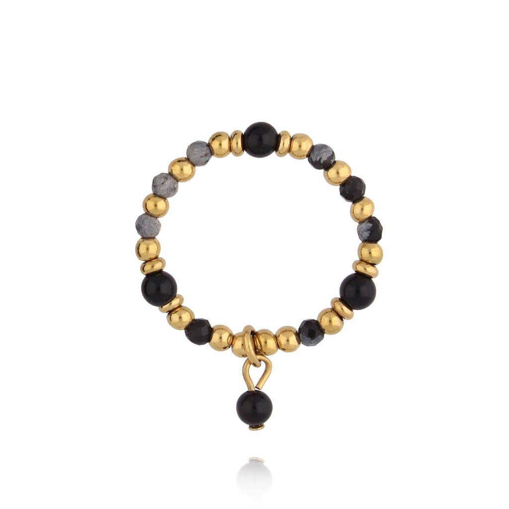 Pierścionek elastyczny czarny PSC0651 - By Dziubeka