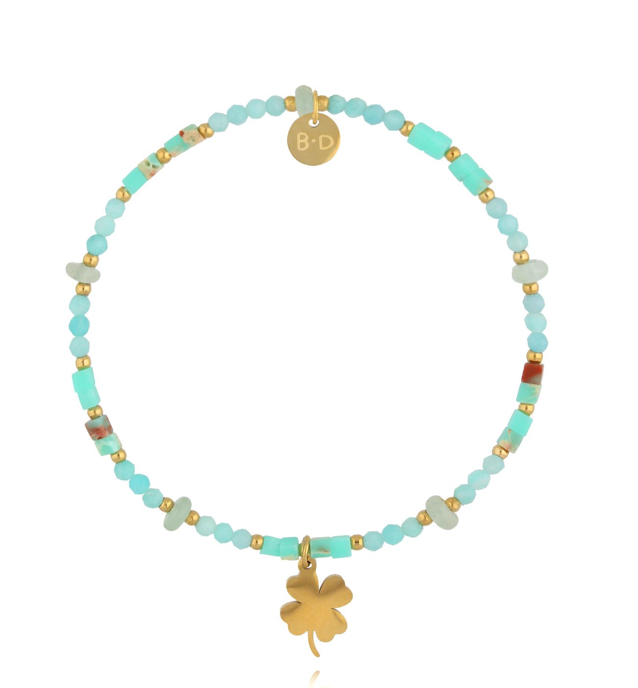 Bransoletka turkusowa z zawieszką koniczynki - By Dziubeka