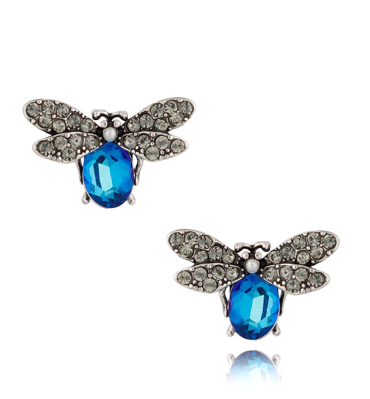 Kolczyki z niebieskimi owadami Alma 1 - By Dziubeka