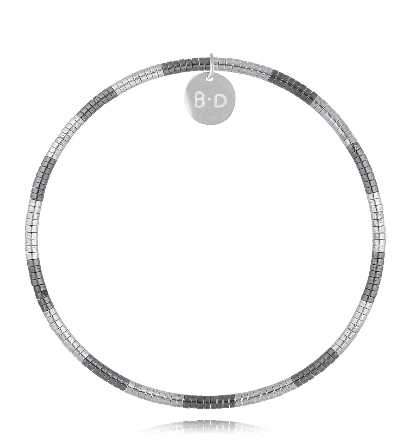 Bransoletka stalowo srebrna z hematytami Adána - By Dziubeka