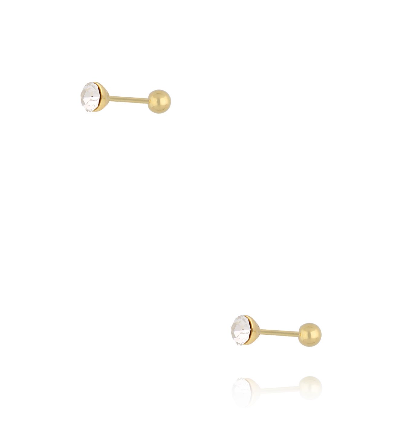 Kolczyki z bezbarwnym kryształem w złotej oprawie KCA0168 - By Dziubeka