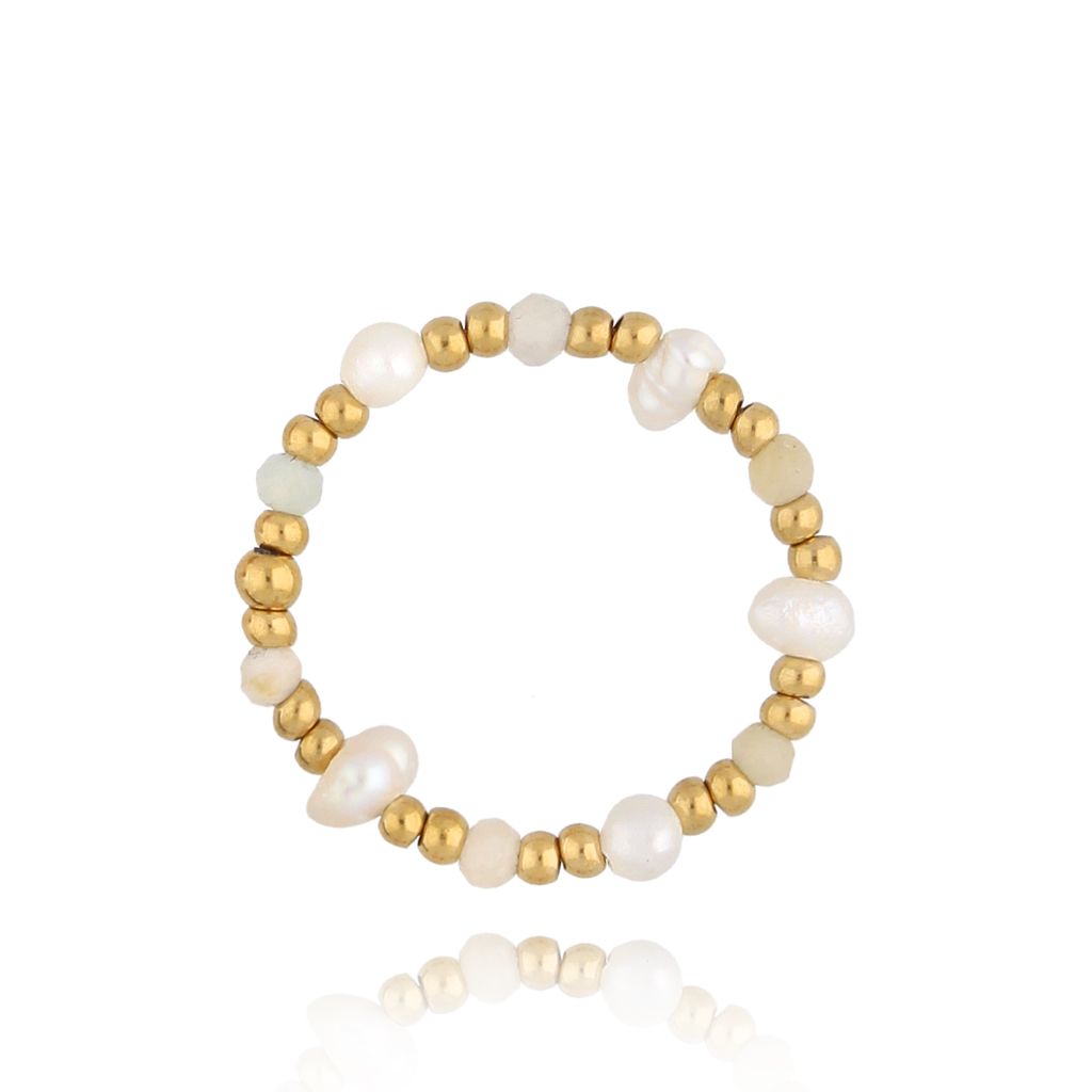 Pierścionek z perełkami i amazonitami Aguililla PSC0444 - By Dziubeka