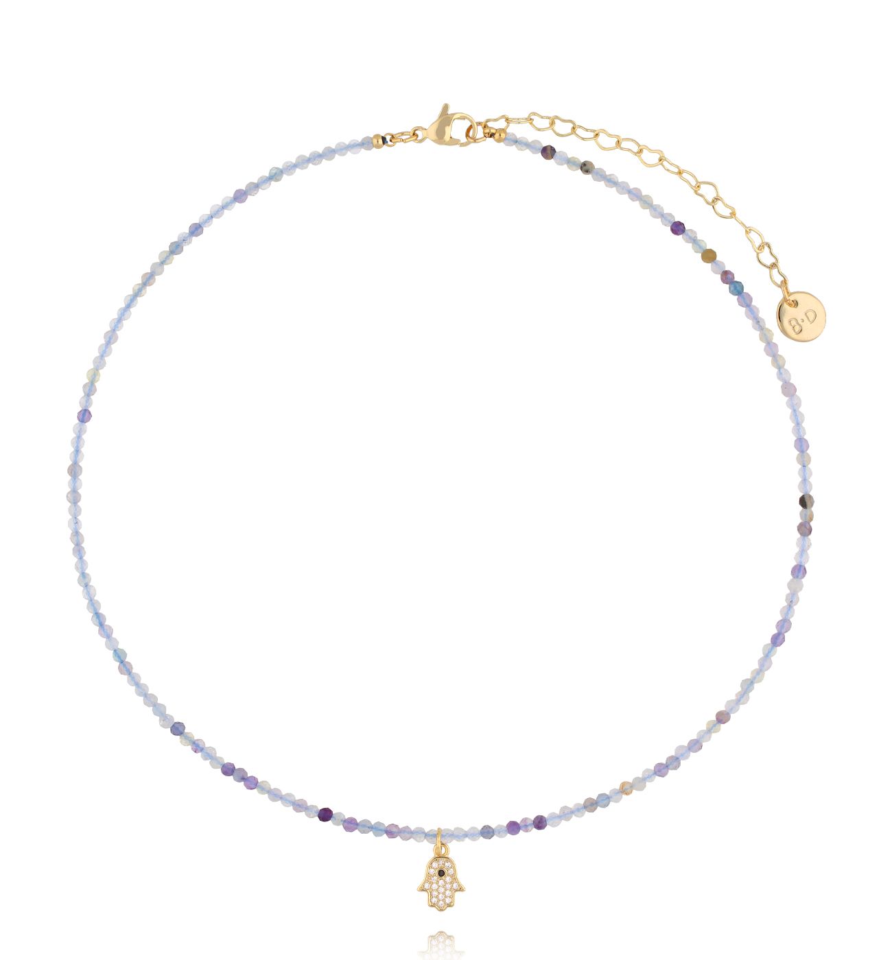 Naszyjnik z fluorytami i ręką Fatimy - By Dziubeka