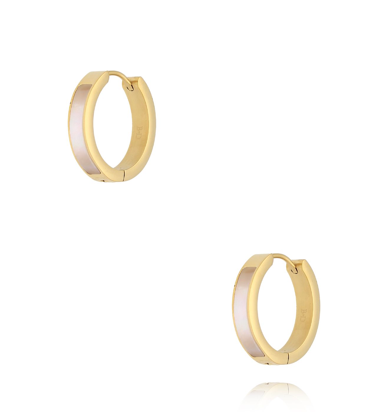 Kolczyki koła z masą perłową złote Winter Time - By Dziubeka