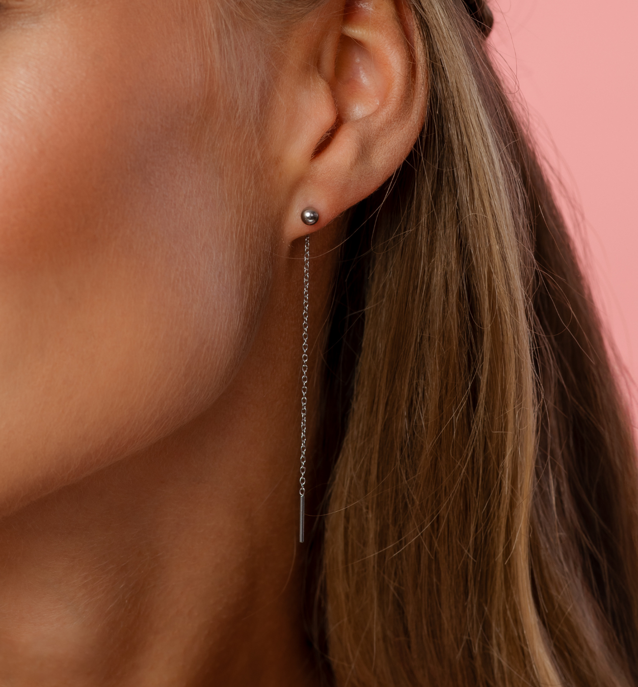 Kolczyki przekładane z kulką srebrne - By Dziubeka