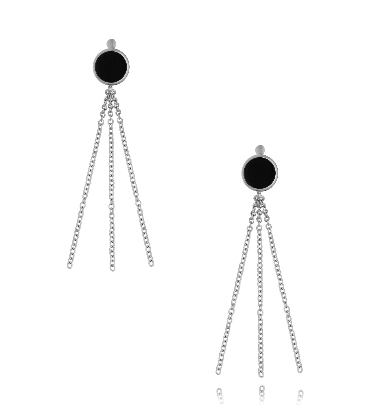 Kolczyki srebrne Black Circle KSA0676